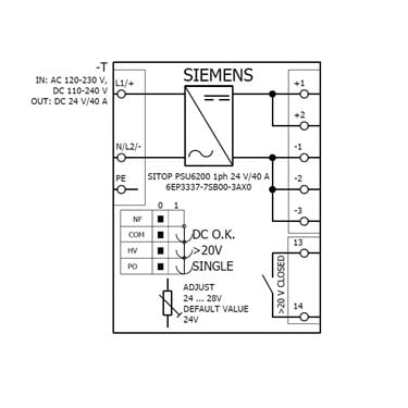 6EP3337-7SB00-3AX0 - Siemens - SITOP PSU6200 Einphasen-Wechselstrom-zu-24V-DC-40A-Stromversorgung