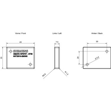 6GT2810-2MG00 - Siemens - RF670T, Logistica 43x33x7.5mm, Ucode 9