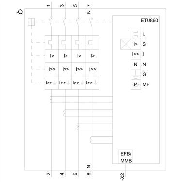 3VA6560-6KQ46-2AA0 - Siemens - Interruttore automatico, UL, FS800, 600A, 4 poli, 65KA, ETU8 LSIG