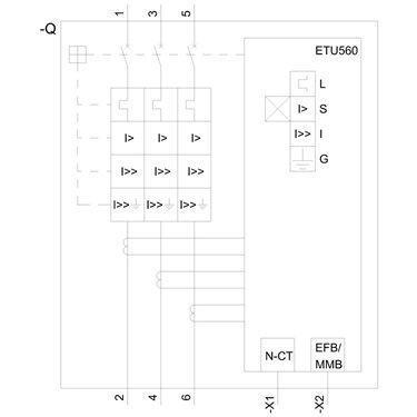 3VA6610-5JQ36-0AA0 - Siemens - Interruttore automatico, UL, FS1000, 1000A, 3 poli, 35KA, ETU5 LSIG