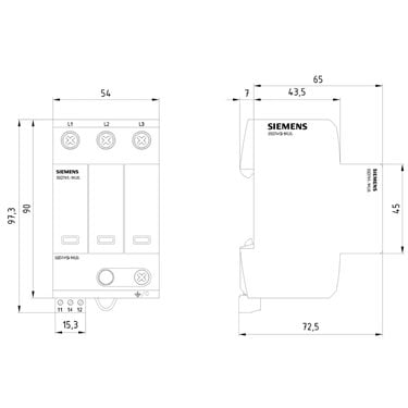 5SD7413-1KU04 - Siemens - Scaricatore di sovratensione UL Tipo 1 3 poli 480V Delta con segnalazione a distanza