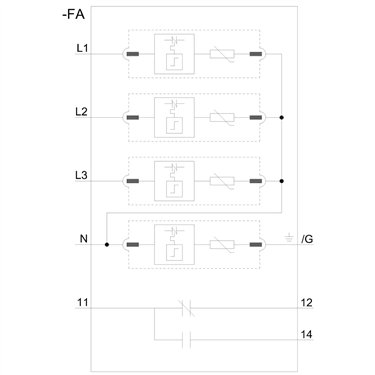 5SD7414-1KU02 - Siemens - Scaricatore di sovratensione UL Tipo 1 a 4 poli 480Y/277V Wye con segnalazione a distanza