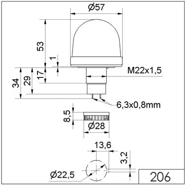 206.200.00 - Werma - Fanale a luce permanente EM 12-48VAC/DC