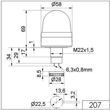 207.300.67 - Werma - Fanale a LED a luce permanente EM 115VAC