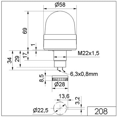 208.500.67 - Werma - EM 115VAC Flashing Light, Blue