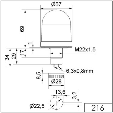 216.100.00 - Werma - Fanale a luce permanente EM 12-48VAC/DC