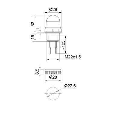 231.100.55 - Werma - LED-Mikro-Einbaulampe 24VDC, rot