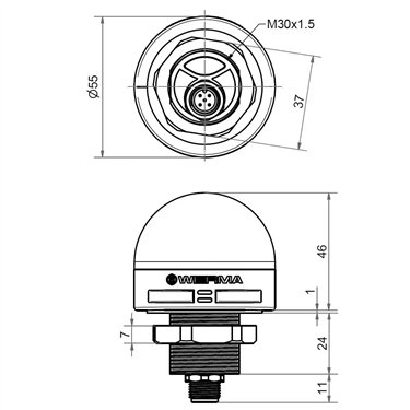 240.440.55 - Werma - MC55 UL Lampe+Summer 24V RGY M12