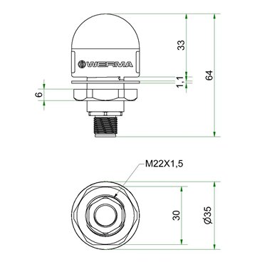 241.320.50 - Werma - MC35 UL Einbaulampe 10-30V RGB M12