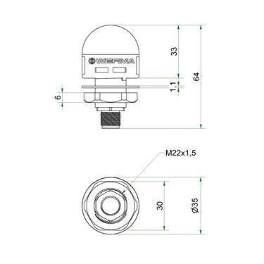 241.340.50 - Werma - MC35 UL Lâmpada+Buzz 10-30V RGB M12