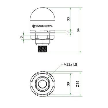 241.420.55 - Werma - MC35 UL Einbaulampe 24V RGY M12