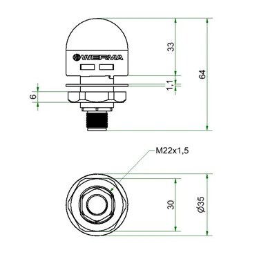 241.440.55 - Werma - MC35 UL Lampe+Summer 24V RGY M12
