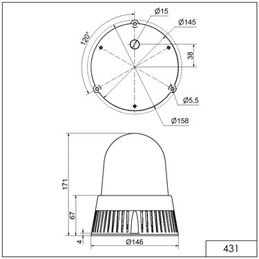 431.400.75 - Werma - LED-Sirene BM 32 Töne 24VAC/DC, Transparent