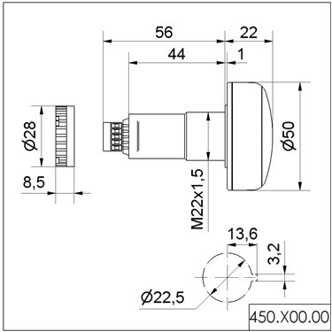 450.100.55 - Werma - LED EM permanente 24VDC, Rouge