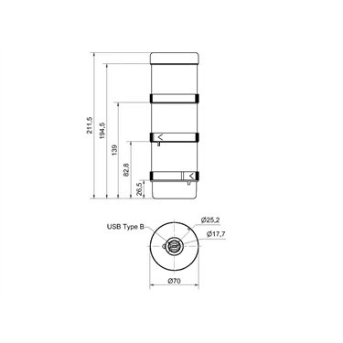 649.000.05 - Werma - KS72 Classic USB RM 5V, grün/gelb/rot