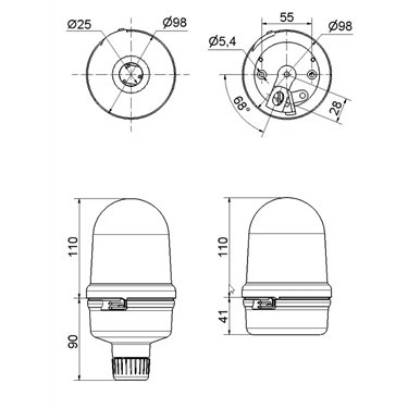 885.530.60 - Werma - Drehbare Spiegelleuchte 115-230VAC, Blau