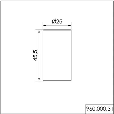 960.000.31 - Werma - Rohr D25mm L45mm, Schwarz