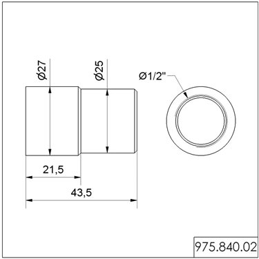 975.840.02 - Werma - محول أنبوب D25 مم ملولب D25 مم ملولب 1/2 بوصة