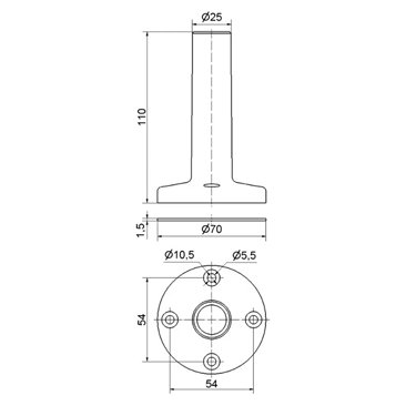 975.840.10 - Werma - Socle avec tube intégré, noir