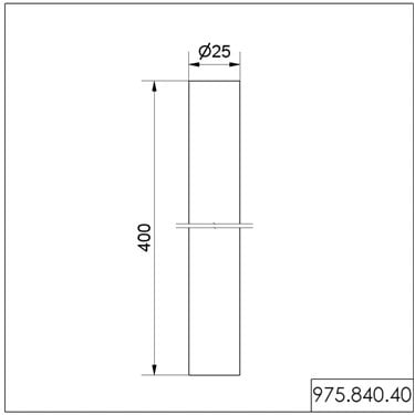 975.840.40 - Werma - Tubo D25mm L400mm, Argento