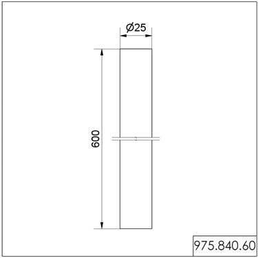 975.840.60 - Werma - Tubo D25mm L600mm, Argento