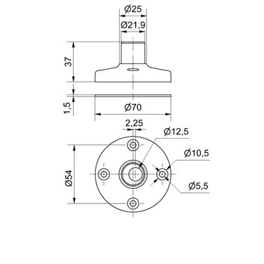 975.840.90 - Werma - Base per tubo D25mm, plastica, Nero