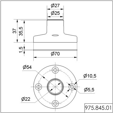 975.845.01 - Werma - Base per montaggio in piano BM, Nero