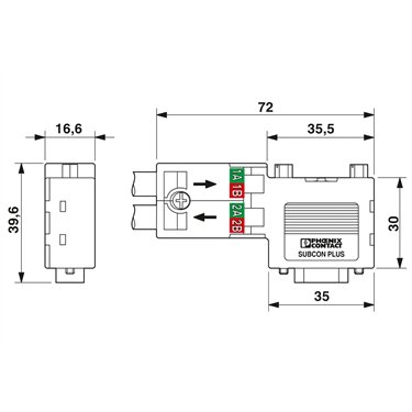 2313672 Phoenix Contact - D-SUB bus connector - SUBCON-PLUS-PROFIB/90/IDC