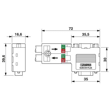 2313685 Phoenix Contact - D-SUB bus connector - SUBCON-PLUS-PROFIB/90/PG/IDC