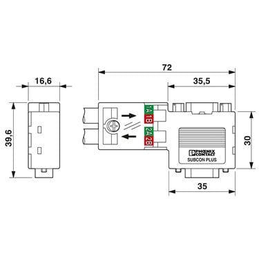 2313708 Phoenix Contact - D-SUB bus connector - SUBCON-PLUS-PROFIB/90/PG/SC