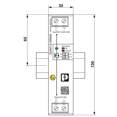 2907753 Phoenix Contact - Redundancy module, with protective coating - QUINT4-S-ORING/12-24DC/1X40/+