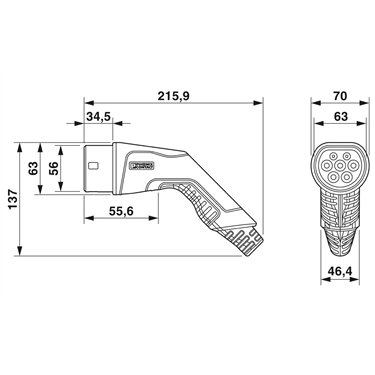 1097301 - Phoenix Contact - EV-T2G3PC-1AC20A-5,0M2,5ESBK11
   
