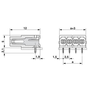 1815060 Phoenix Contact - PTSM 0,5/ 3-HHI-2,5-THR R32 - Cabezal para PCB