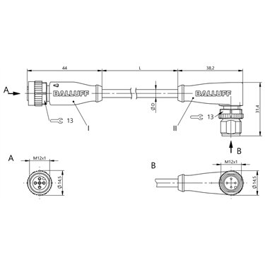 BCC M415-M424-3A-304-PX0434-100-C033 BALLUFF  - Part Number: BCC0H1N