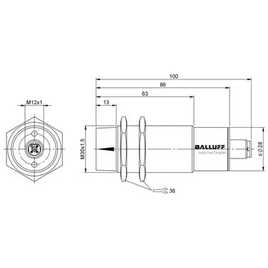 BIC 1P0-P2A50-M30MI3-SM4A4A BALLUFF  - Codice di ordinazione: BIC0007