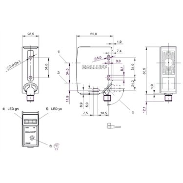 BOS 50K-PS-RH12-S4 BALLUFF  - Codice di ordinazione: BOS018N