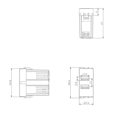 4B.V14.USB.24 4Box - USB 2.4 per Vimar Plana Bianca