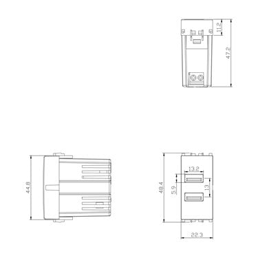 4B.V19.USB.24 4Box - USB 2.4 for Vimar Ark� Grey