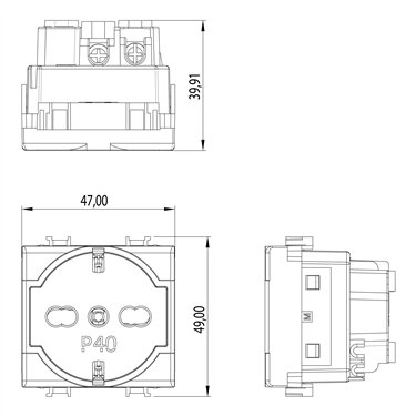 4B.AMR.P40 4Box - P40 Presa 2p+T per Bticino Matix Rossa