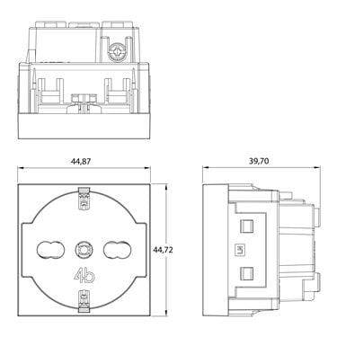 4BPP40.KG 4Box - Socket P40 for Bticino Living Now Black
