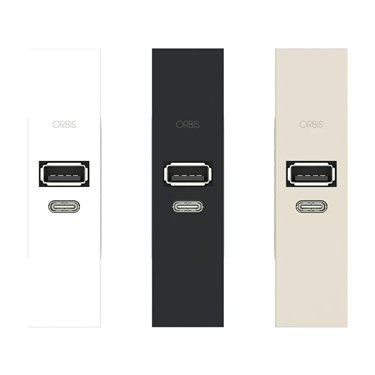 OB140623 - Orbis - Minicarg USB A+C LN – Flush-mounted USB A+C power supply, 5 V DC 3 A, 230 V supply